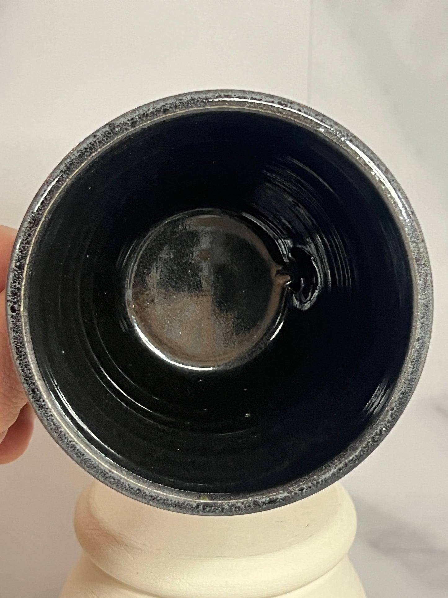 Planter Pot with Tray - 14 oz - Black Glaze