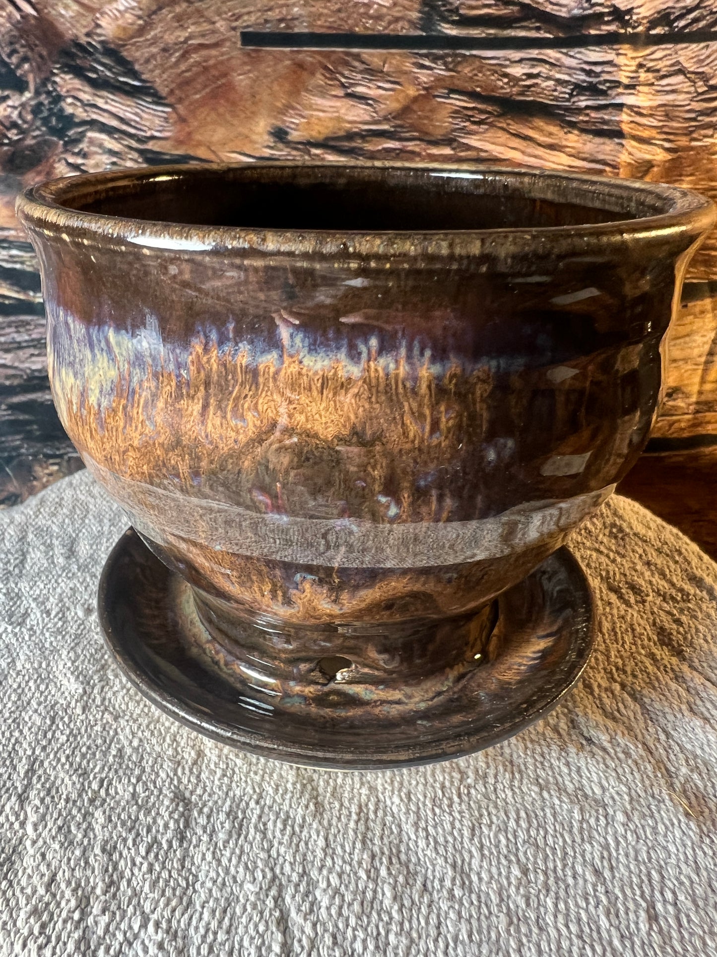 Planter pot with Attached Drain Tray