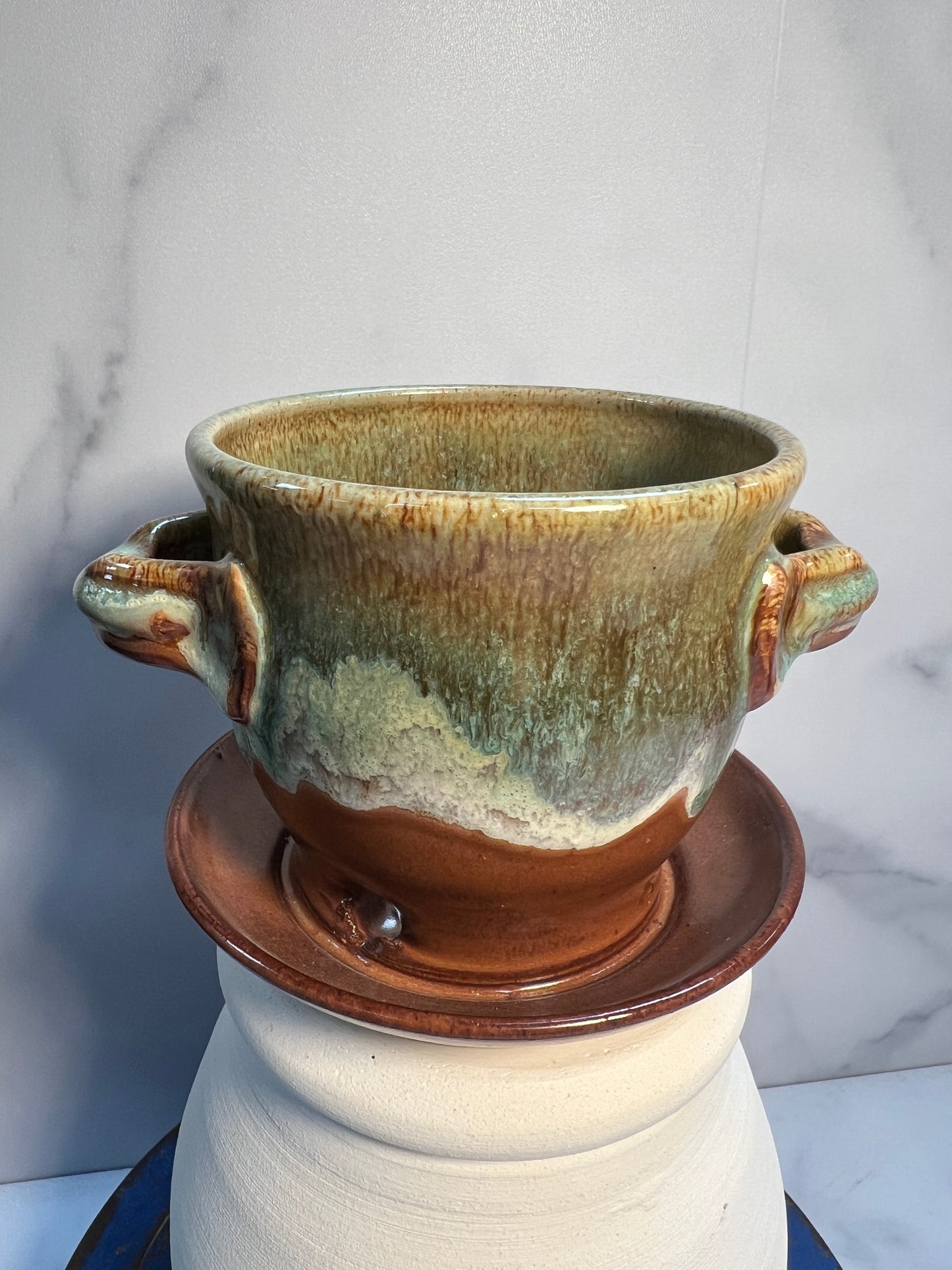 Succulent Planter pot and tray - 14oz - Eleventy One Glaze